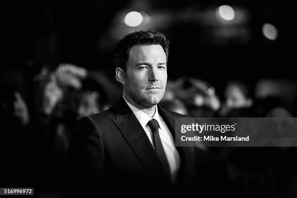 Ben Affleck arrives for the European Premiere of 'Batman V Superman: Dawn Of Justice' at Odeon Leicester Square on March 22, 2016 in London, England.