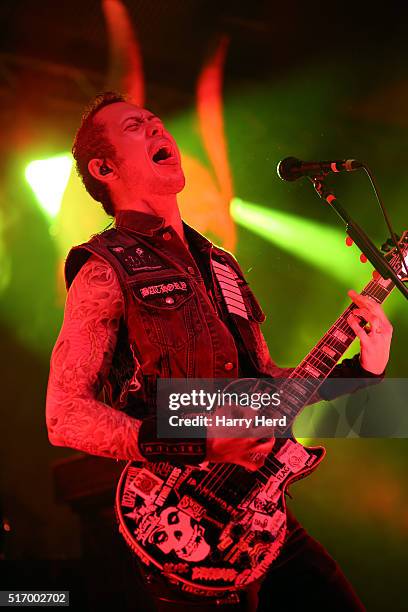 Matt Heafy of Trivium performs at Portsmouth Pyramids on March 22, 2016 in Portsmouth, England.