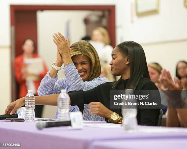 Television journalist Hoda Kotb and model/dancer Damaris Lewis attend the 10th annual Garden of Dreams talent show rehearsals held at Radio City...
