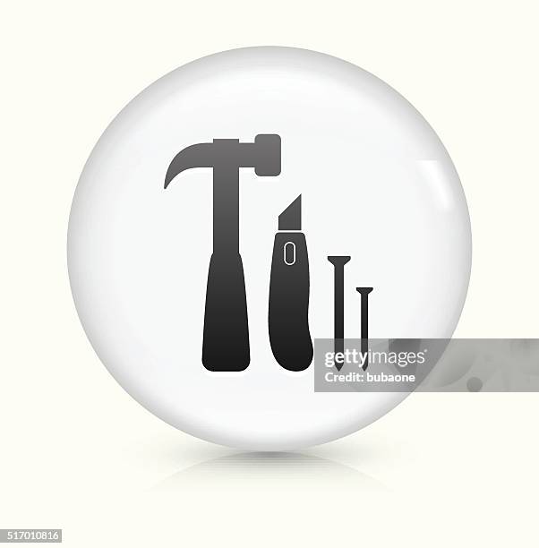 construction tools icon on white round vector button - hardware store stock illustrations