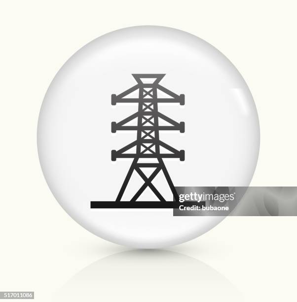 power line icon on white round vector button - electrical wire white background stock illustrations