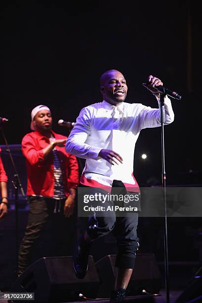 Kirk Franklin performs his "Twenty Years In One Night" show at Kings Theatre on March 22, 2016 in New York City.