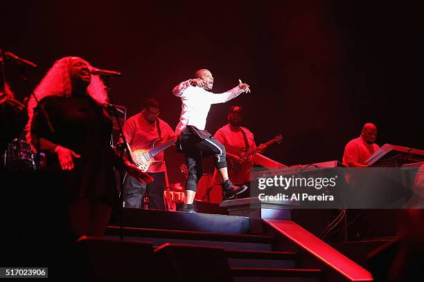 Kirk Franklin performs his "Twenty Years In One Night" show at Kings Theatre on March 22, 2016 in New York City.