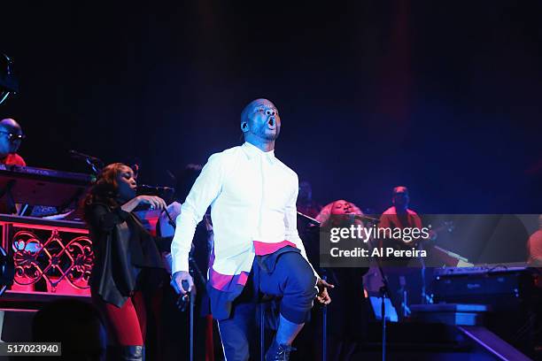 Kirk Franklin performs his "Twenty Years In One Night" show at Kings Theatre on March 22, 2016 in New York City.