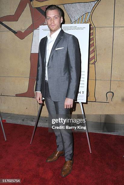 Actor Jake Abel attends the premiere of Sony Pictures Classics' 'I Saw The Light' at the Egyptian Theatre on March 22, 2016 in Hollywood, California.