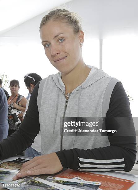 Petra Kvitova is seen during the Miami Open Media Day at Crandon Park Tennis Center on March 22, 2016 in Key Biscayne, Florida.