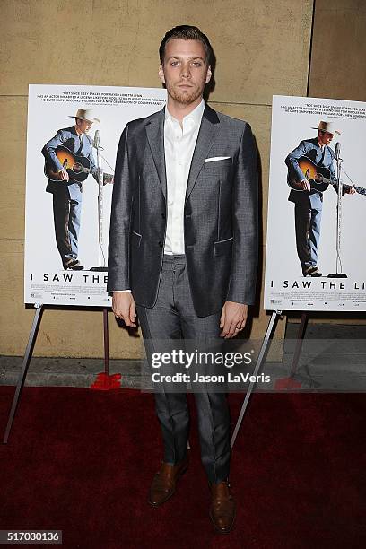 Actor Jake Abel attends the premiere of "I Saw The Light" at the Egyptian Theatre on March 22, 2016 in Hollywood, California.