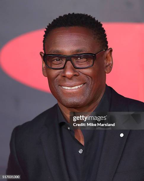 David Harewood arrives for the European Premiere of 'Batman V Superman: Dawn Of Justice' at Odeon Leicester Square on March 22, 2016 in London,...