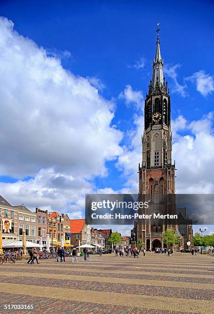 new church, market square, delft, netherlands - nieuwe kerk delft imagens e fotografias de stock