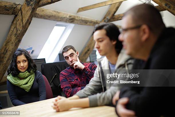 Left to right, Helga Alvarez, co-founder of Leaf Music, Wesley Hartley, curator at Leaf Music, Daniel Salas, co-founder of Leaf Music and Gilbert...