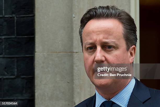 British Prime Minister David Cameron departs Number 10 Downing Street on March 23, 2016 in London, England. David Cameron chaired a second Cobra...