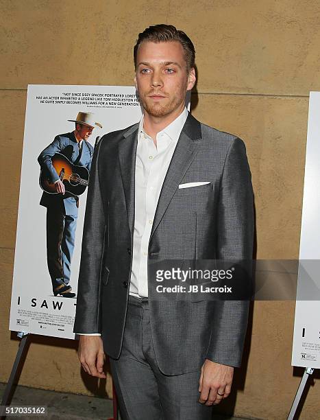 Jake Abel attends the premiere of Sony Pictures Classics' 'I Saw the Light' on March 22, 2016 in Hollywood, California.