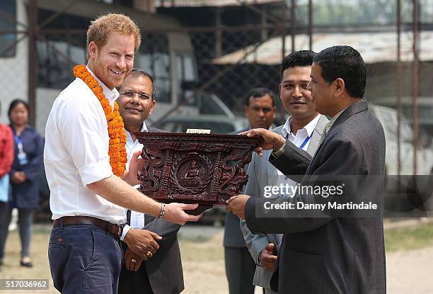 Prince Harry visits the Samo Thimi Technical School, Bhaktapur on March 23, 2016 in Pokhara, Nepal.