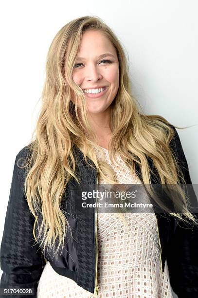 Ronda Rousey attends Reebok Women's Luncheon, hosted by Ronda Rousey, on March 22, 2016 in Los Angeles, California.