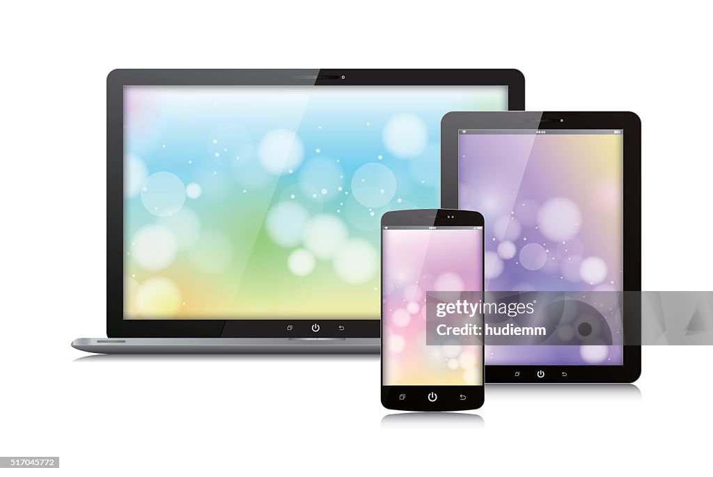 Vector Digital Tablet ,laptop and smart phone isolated on white