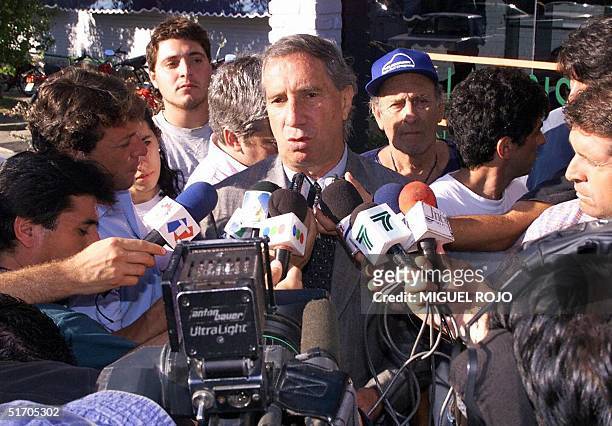 This file photo dated 08 January 2002 shows Former Argentina soccer coach Carlos Bilardo speaking with reporters in Maldonado, Uruguay. Bilardo, who...