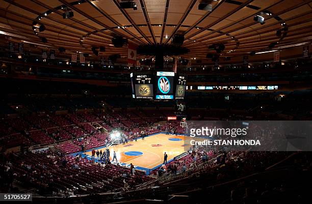 The interior of Madison Square Garden in New York on 13 February before a New York Knicks-Toronto Raptors basketball game. AFP PHOTO/Stan HONDA