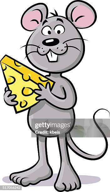 mouse with cheese - swiss cheese stock illustrations