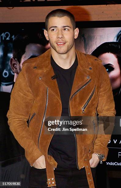 Singer Nick Jonas attends the 2016 Honda Civic tour artists announcement at the Garage on March 22, 2016 in New York City.