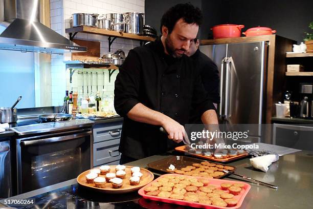 Chef prepares dishes at the Triscuit Maker Fund event on March 23, 2016 in New York City.