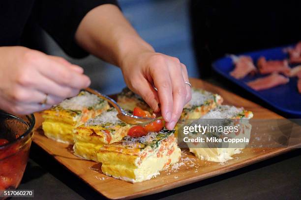 Chef prepares dishes at the Triscuit Maker Fund event on March 23, 2016 in New York City.