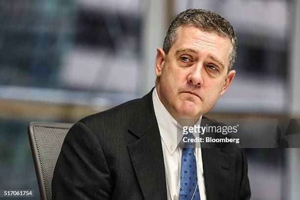 James Bullard, president of the Federal Reserve Bank of St. Louis, listens during an interview in New York, U.S., on Wednesday, March 23, 2016....