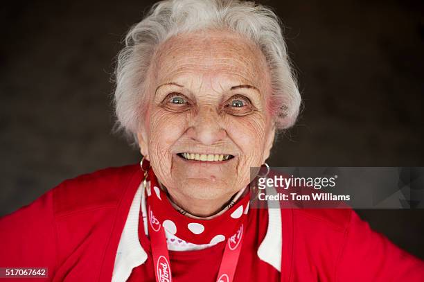 Sylvia Tanis, a World War II era Rosie the Riveter, is photographed during a lunch for a group of about 30 Rosies at the Library of Congress, March...