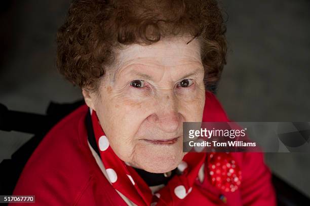 Wanda Rudzki, a World War II era Rosie the Riveter, is photographed during a lunch for a group of about 30 Rosies at the Library of Congress, March...