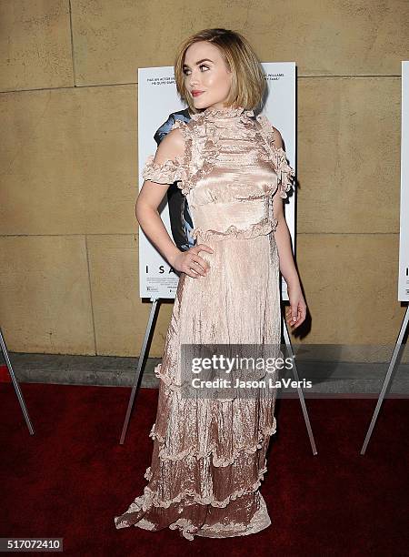 Actress Maddie Hasson attends the premiere of "I Saw The Light" at the Egyptian Theatre on March 22, 2016 in Hollywood, California.