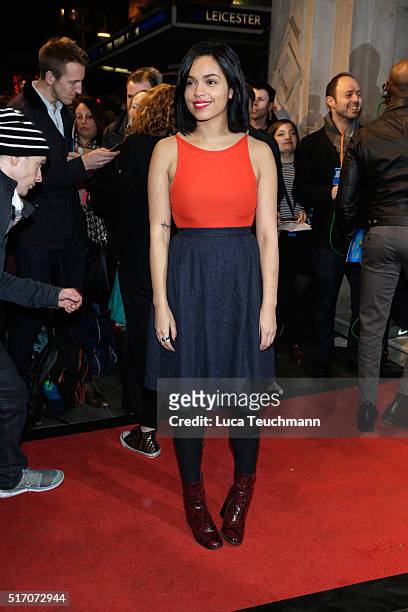 Georgina Campbell arrives for Duncan Macmillan's new play, 'People, Places & Things' at The National Theatre on March 23, 2016 in London, England.