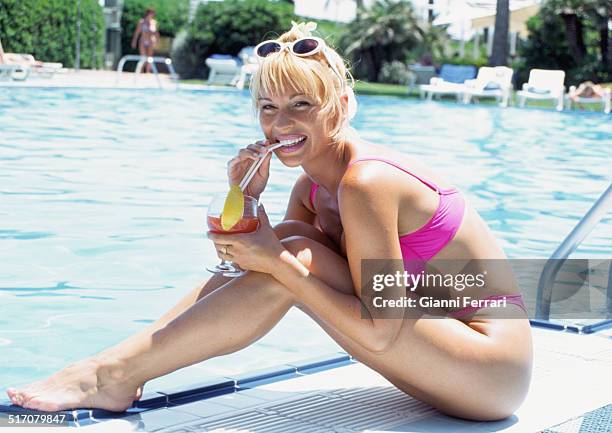 The French actress and dancer Marlene Mourreau during a holiday in Valencia, 15th June 1998, Valencia, Levante, Spain. .