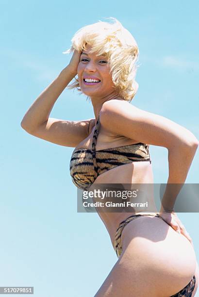 The French actress and dancer Marlene Mourreau during a holiday in Valencia, 15th June 1998, Valencia, Levante, Spain. .