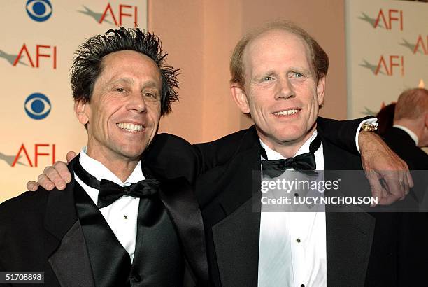 Producers Brian Grazer and Ron Howard arrrive at the American Film Institute Awards in Beverly Hills, CA, 05 January 2002. Grazer and Howard's film...