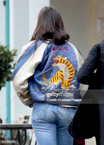 Daisy Lowe is pictured out with her mother Pearl Lowe and half sister Betty Goffey on March 18, 2016 in London, England.