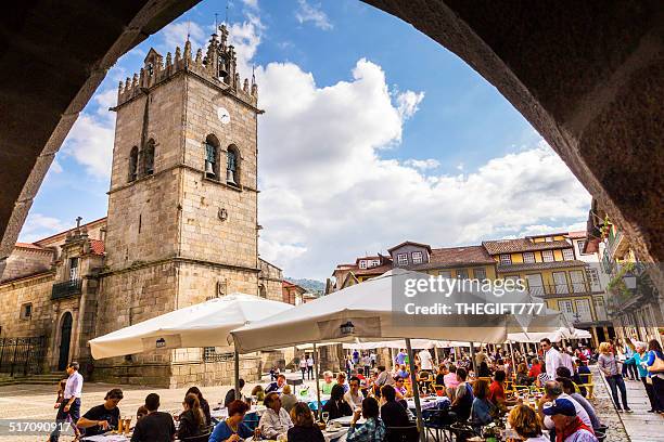 city square restaurants in guimarães - braga city stockfoto's en -beelden