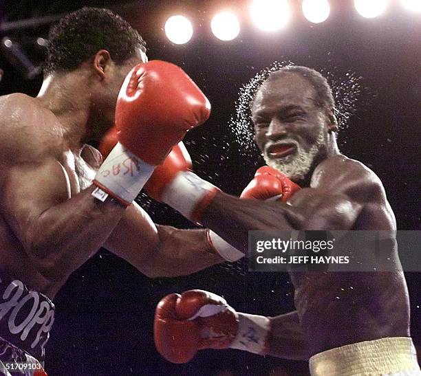 William Joppy from Silver Spring, MD, and Howard Eastman from London, England, trade punches during the 11th round of the WBA Middle weight...