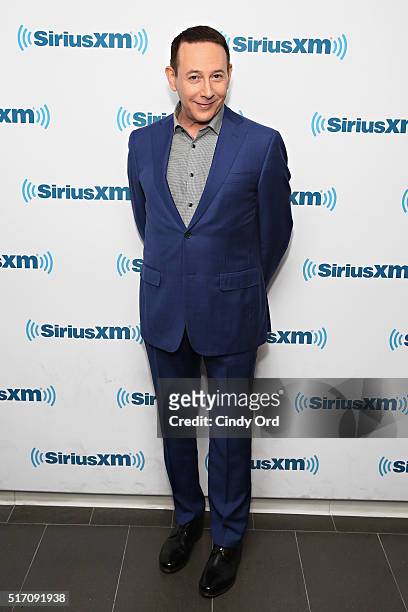 Actor Paul Reubens takes part in SiriusXM's 'Town Hall' with Paul Reubens hosted by Dalton Ross at the SiriusXM Studios on March 23, 2016 in New York...