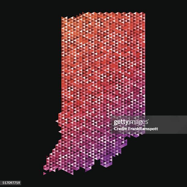 indiana map triangle pattern orange - current state stock illustrations