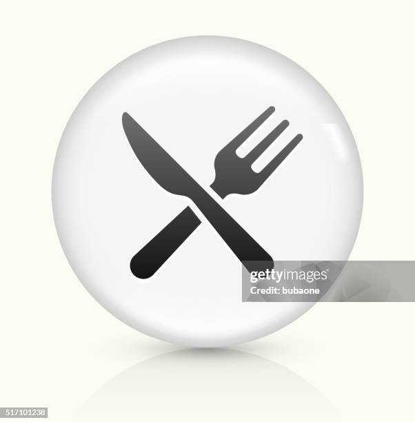 kitchen utensils icon on white round vector button - elegant table setting stock illustrations