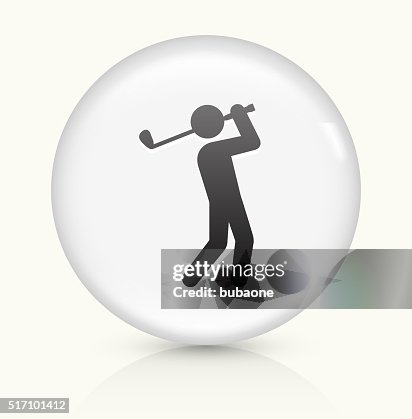 Golf Player icon on white round vector button Golf Player icon on white round vector button