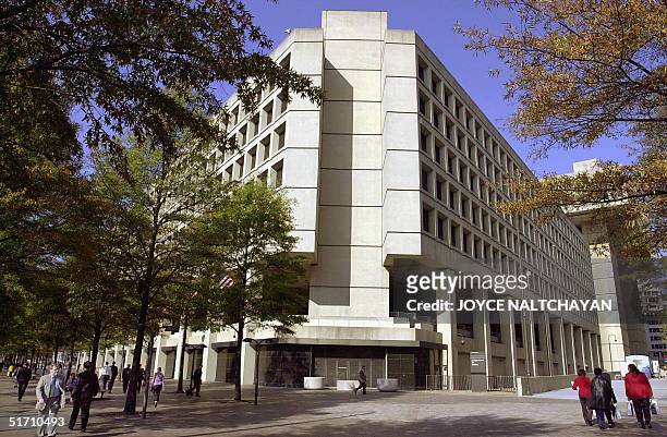 This photograph taken 08 November, 2001 shows the J. Edgar Hoover Building in Washington, DC. The building is headquarters for the FBI. AFP PHOTO/...
