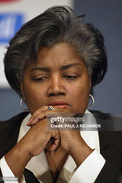 Democratic Party strategist Donna Brazile listens to proceedings during a meeting of the Democratic Leadership Council 09 November 2004 in...