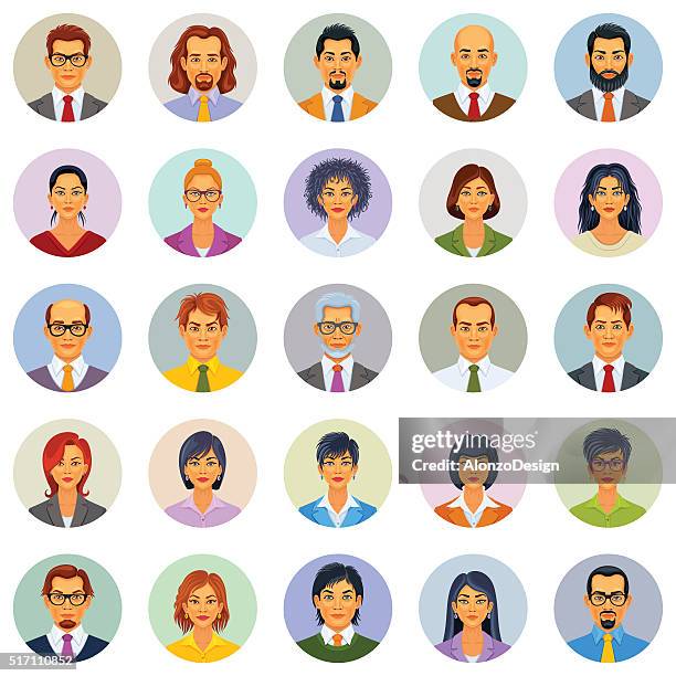 menschen symbole - business people portrait stock-grafiken, -clipart, -cartoons und -symbole