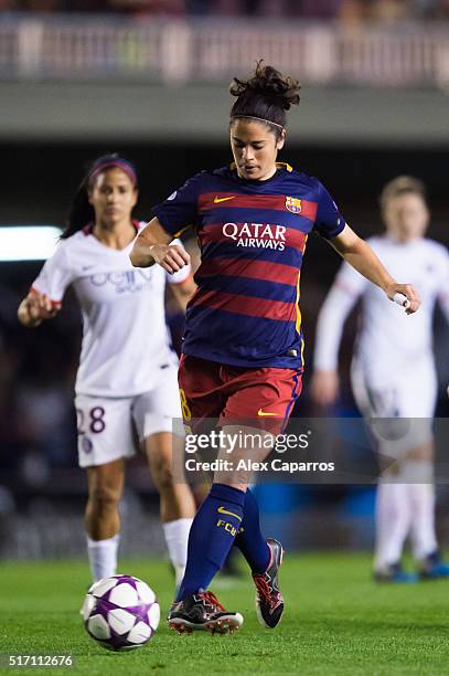 Marta Torrejon of FC Barcelona controls the ball during the UEFA Women's Champions League Quarter Final first leg match between FC Barcelona and...