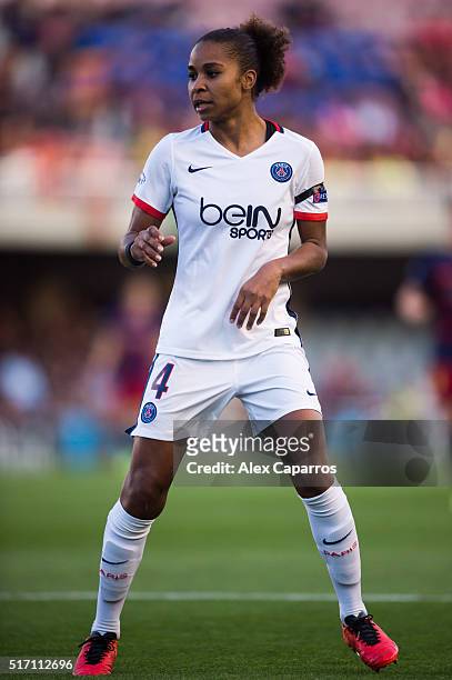 Laura Georges of Paris Saint-Germain looks on during the UEFA Women's Champions League Quarter Final first leg match between FC Barcelona and Paris...