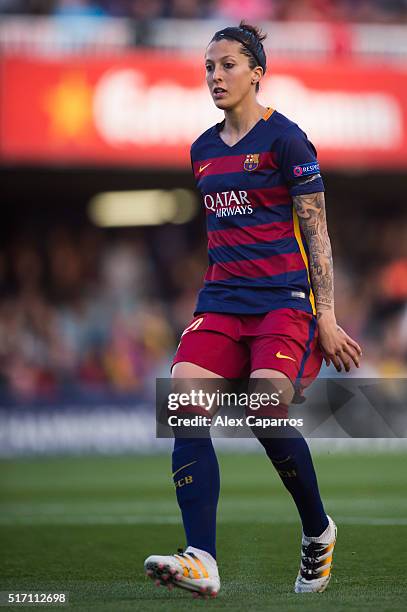 Jennifer Hermoso of FC Barcelona looks on during the UEFA Women's Champions League Quarter Final first leg match between FC Barcelona and Paris...