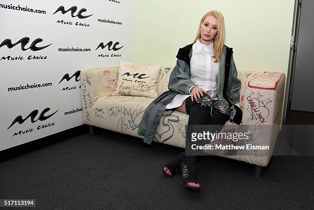 Rapper Iggy Azalea visits at Music Choice on March 23, 2016 in New York City.