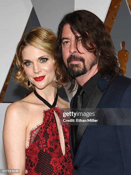 Jordyn Blum and recording artist Dave Grohl attend the 88th Annual Academy Awards at Hollywood & Highland Center on February 28, 2016 in Hollywood,...