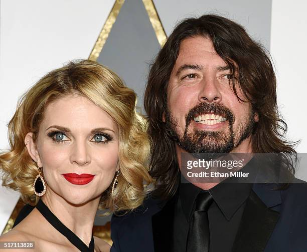 Jordyn Blum and recording artist Dave Grohl attend the 88th Annual Academy Awards at Hollywood & Highland Center on February 28, 2016 in Hollywood,...