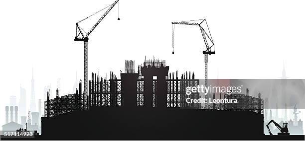 scaffolding - digger vector line illustration stock illustrations